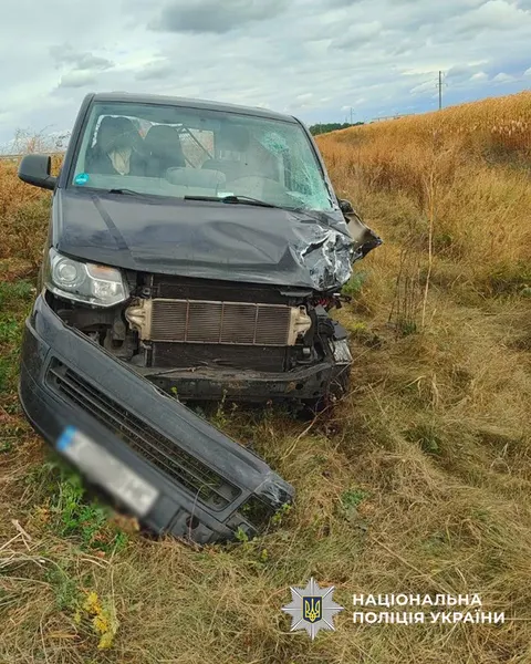 На Черкащині мікроавтобус зніс Renault: водій міняв колесо на узбіччі