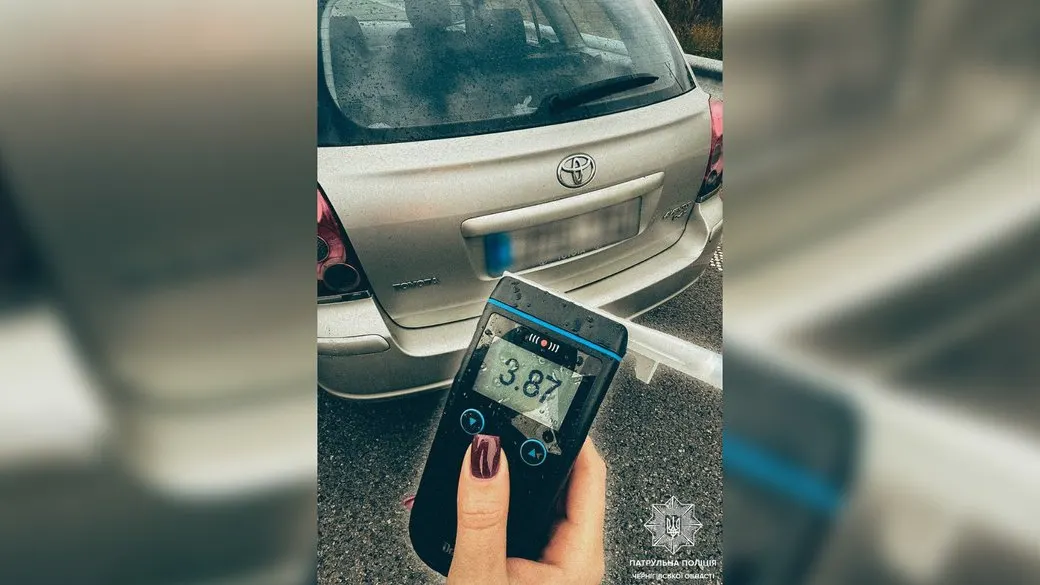 3,87 проміле за кермом: на Чернігівщині водій Toyota перевищив норму алкоголю у 19 разів
