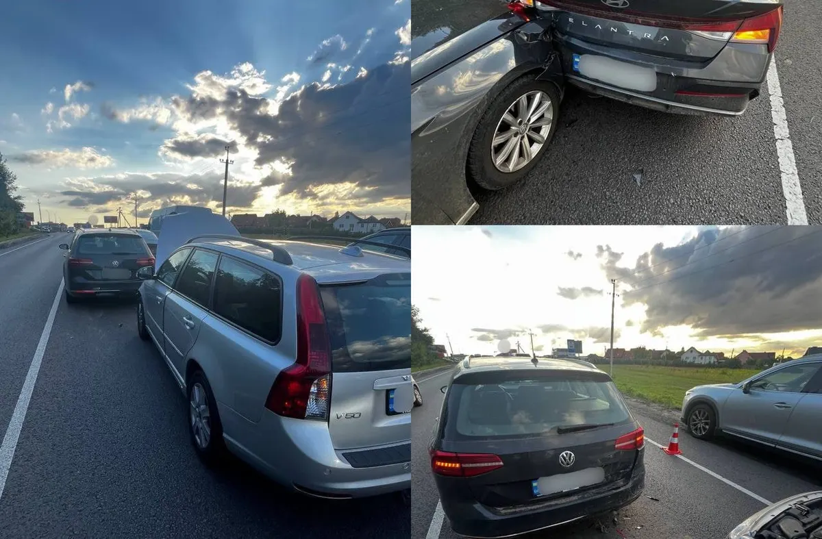 Потрійний удар у Рованцях: Volvo протаранив два авто через недотримання дистанції