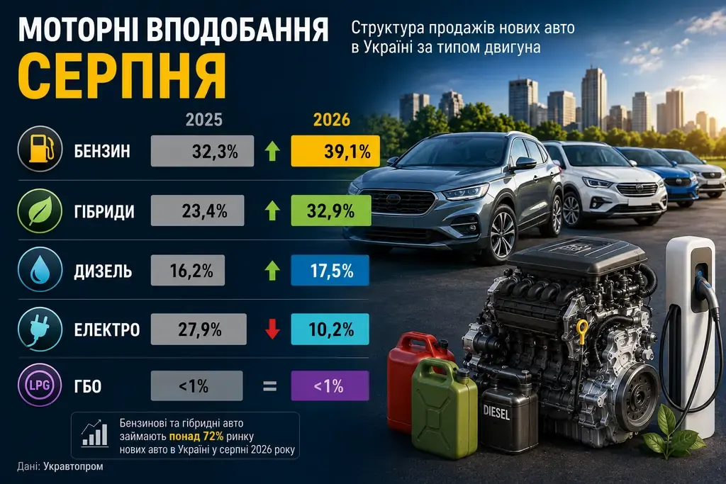 ДВС повертаються: як змінилася структура продажів нових авто в Україні