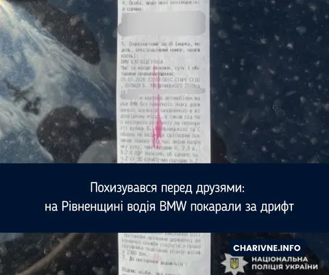Дрифт на BMW без номерів: 19-річний водій отримав штраф на Рівненщині